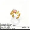 Anillo de Acero de Titanio Rosa Ojo de Gato de Lujo Ligero Europeo y Americano Anillo Abierto de Alta Gama INS Joyería de Acero Inoxidable Al por Mayor