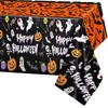 Toalha de Mesa de Halloween Amazon Transfronteiriça Plástica Descartável Caveira Morcego Fantasma Abóbora Decoração de Festa Fundo Suprimentos