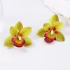 Pendientes de Botón de Flor de Orquídea Mariposa de Tela Sintética de Personalidad Trendy Exagerada Transfronterizos para el Trayecto Diario y las Vacaciones Estilo Mujer