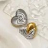 Pendientes de Acero Inoxidable Color Dorado a Juego de Lujo Ligero con Forma de Corazón para Mujer, Pendientes de Acero de Titanio Europeos y Americanos de Alta Gama, Venta al por Mayor