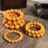 Pulsera Optimizada de Cáscara de Naranja Báltica Cera Vieja Cuenta Redonda Patrón de Demonio Cera de Abejas Amarilla Aceite de Pollo Pulsera de un Círculo para Hombres y Mujeres