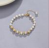 Pulseira de Pérolas Wei Yi Feminina Pequena Fresca com Fecho Deslizante Pulseira Olho de Gato Pulseira de Pérolas de Água Doce em estoque Atacado