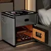 Mesita de noche inteligente segura con altavoz inalámbrico de cuatro cajones multifunción integrado, reconocimiento facial y caja fuerte con huella dactilar