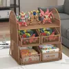 Estantería de almacenamiento de juguetes para niños con rejilla de hierro y cajones extraíbles, estantería para bloques de construcción Lego, estantería de almacenamiento de modelos de figuras para escritorio