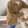Suéter Gola Alta Outono/Inverno Masculino Solto Fashionável Estilo Hong Kong Versátil Manga Longa Cor Sólida Jaqueta Suéter Gola Lapela