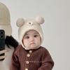 Sombrero de bebé otoño e invierno lindo oso bebé sombrero de peluche para bebé niños y niñas de un mes de edad salen gorro cálido para proteger las orejas