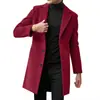 Casaco de lã masculino comprimento médio slim fit estilo coreano AliExpress, cor sólida da moda, sobretudo de mistura de lã masculino plus size