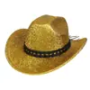 Chapéu de Cowboy com Glitter Transfronteiriço Chapéu de Cowboy com Glitter Rosa Boate Dança Carnaval Festa na Praia Topete com Glitter Dourado