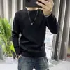 Suéter Masculino de Cor Sólida Outono e Inverno Novo Slim Fit Gola Redonda Malha Simples Tendência Jovem Malha de Manga Longa Inverno