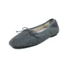 10.1~ Zapatos de Lana de 3 cm de Altura Creciente Zapatos Individuales Punta Redonda Moño Boca Baja Suela Plana Zapatos de Abuela Zapatos Cálidos de Piel con Felpa
