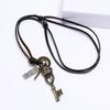 Moda de comercio exterior europea y americana, nueva joyería, collar simple de ajuste por tracción, colgante de llave de corona de cuero retro, accesorios