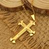 Colar Cruz de Aço Inoxidável Transfronteiriço Masculino e Feminino Estilo Europeu e Americano Pingente Religioso Retrô 18K Joias Joias Atacado