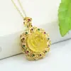 Colgante de Ámbar Natural Aiyu Collar de Girasol de Ámbar Dorado Fábrica de Joyería Al por Mayor Dropshipping S3122702