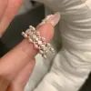 Anel aberto de ouro maciço 14k banhado com zircônia quadrada, coração de borboleta, pérola, anel simples e estiloso para o dedo indicador, joia para mulheres