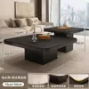 Mesa de Centro Pequeña de Lujo Ligero de Losa de Roca Cuadrada Estilo Italiano Minimalista Ecológico para Apartamento Pequeño Sala de Estar Eo