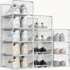 Caja de Zapatos Transparente de Doble Marco Caja de Plástico Artefacto para Guardar Zapatos Caja de Zapatos Plegable Ahorro de Espacio en Dormitorio Zapatero al por Mayor