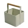 Cesta de Armazenamento de Metal Personalizada com Alça de Madeira, Cesto para Armazenamento de Artigos de Higiene Pessoal do Banheiro, Cesta para Armazenamento de Lanches de Piquenique e Itens Diversos