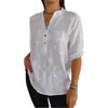 Estación Primavera y Verano 2025 Estación Independiente Camisa de Mujer con Botones Bordados de Encaje Cuello en V Europea y Americana Amazon Transfronteriza Blanca