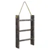 Estante de Almacenamiento Viejo de Madera Estante para Toallas Bufandas de Baño Colgante Trapezoidal con Cuerda de Cáñamo Montado en Pared Estante Decorativo
