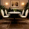 Silla Nórdica con Respaldo, Silla de Comedor de Lujo Ligero, Silla de Hierro Forjado para Comedor del Hogar, Taburete Simple para Mesa de Comedor, Taburete de Ocio Popular en Internet