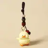 Llavero Colgante Tallado en Madera Hecho a Mano Pato Tonto Llavero para Llaves de Coche Colgante Pato Pequeño Dibujo Animado Adorno para Mochila Adorno Transfronterizo Regalo