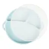 Prato de Silicone Redondo para Bebê com Alça e Tampa Transparente, Louça de Silicone para Aprendizado de Bebê, Prato de Silicone com Rosto Sorridente e Três Compartimentos