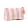 Bolsa de Maquillaje Rayada de PVC Modelo Nuevo 2026 Transfronteriza Bolsa de Almacenamiento Cosmético de Gran Capacidad Bolsa de Maquillaje de Viaje con Bloques de Color