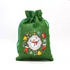 Bolsa de Regalo Navideña Verde al por Mayor Transfronteriza Bolsa con Cordón de Papá Noel Bolsa de Dulces de Nochebuena Bolsa para Manzanas Bolsa de Lino