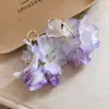 Brincos de Flores de Tecido com Franjas Agulha de Prata Super Fada Estilo Férias na Praia Fresco Doce Brincos de Tarraxa Joia de Orelha Leve de Luxo com Toque de Alto Padrão