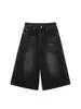 Shorts Jeans Cropped de Cintura Alta Wide Leg Plus Size para Mulheres, Novo Estilo de Verão, Lavagem Preta, Calça Reta Casual Solta Emagrecedora