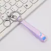 Llavero de Cuerda de Cuero Láser Colorido de Venta Caliente Llavero Creativo de Cuero PU con Cierre de Langosta Colgante para Bolso de Hombres y Mujeres