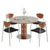 Juego de Mesa y Sillas de Comedor de Pizarra Estilo Medieval para Apartamentos Pequeños, Nuevo Modelo 2026, Mesa de Comedor Redonda de Madera Maciza Fresno Blanco