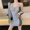 Saia de Terno Chic de Nicho para Mulheres, Primavera e Verão Fina Casual Versátil para o Trabalho Diário Emagrecedora Vestido de Alça Dupla