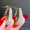 Pendientes de aro de cesta de lujo ligero europeo y americano con diamantes completos, galvanizado en oro real, moda, alta calidad, pendientes con incrustaciones de circonita con forma de gota de agua, lote de pendientes