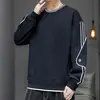Explosões do TikTok Moda Jovem Masculino plus size com Suéter Estampado Masculino Primavera e Outono Novo Gola Redonda Camisa Base Top Roupas