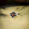Anillo de Ágata Roja Sur de Loto Plata S925 Jaspe Hotan Montaje Manual Femenino Hoja de Loto Anillo de Placa Femenino Apertura
