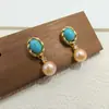 Novos Brincos de Pérola Natural de Água Doce com Pino de Prata S925 Brincos de Turquesa Brincos Modernos Versáteis Joias Populares