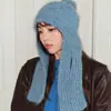 Cachecol Protetor de Pescoço Fofo, Chapéu com Capuz Peça Única, Gorro de Lã Tricotado Quente de Inverno, Gorro Tricotado de Cor Mista à Prova de Frio