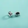Plata de Ley S925 Chapada Plata Tailandesa Cuentas Espaciadoras Pulsera Estilo Punk Cuentas Sueltas Pulsera Trenzada a Mano DIY Cuentas Espaciadoras Accesorios de Plata