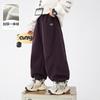 Calça de Moletom Preta Grossa Forrada com Fleece para Meninos 2025 Nova Calça Longa Solta Infantil