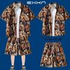 Vacaciones en la Playa Ropa de Baño para Hombre, Camisa de Viaje Isla Hainan Sanya, Conjunto de Dos Piezas Camisa Floral Hawaiana y Pantalones Cortos