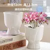 Maceta de Cerámica con Plato para Uso en el Hogar, Exquisita Estilo Ins Blanco Lujo Ligero Minimalista Estilo Crema Maceta para Orquídeas Suculentas