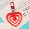Nuevo Colgante Llavero de Coche con Forma de Corazón Hueco de Colores, Decoración de Accesorio Acrílico de Color Sólido Fresco y Simple