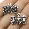 19X25mm 4,2g Acessórios para Joias de Exportação Animal Fofo Três Macacos Não Ver, Não Ouvir, Não Falar Pingente