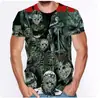 Camiseta Redonda Estampada en 3D con Patrón de Jason Voorhees, Asesino de Película de Terror, para Hombre y Mujer, de Manga Corta