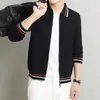 Suéter de Punto de Algodón para Hombre Otoño/Invierno 2026 con Solapa, Cardigan Exterior a Rayas de Moda y Versátil Cómodo Holgado