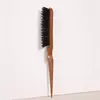 Peine Platinum Fly Beauty para Peinar el Cabello, Peine de Cola para Moños, Peine para Envolver el Cabello, Cepillo para Rizos de Cerdas de Jabalí, Cepillo para Dar Volumen al Cabello