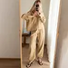 2026 Nuevo Traje Casual de Moda Estilo Commuter Cárdigan Superior Pantalones Rectos Holgados Pantalones Largos Ropa Femenina Europea y Americana Transfronteriza