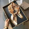 Pañuelo Delgado de Seda para Mujer Primavera y Verano, Diseño de Bosque de Abedules Estilo Pintura al Óleo, Pañuelo Cuadrado Pequeño de 70 cm, Pañuelo Decorativo para la Cintura, Pañuelo para la Cabeza