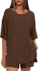 Conjunto Casual de Moda de Verano Transfronterizo Europeo y Americano para Mujer 2026 con Varios Colores Sólidos, Top Holgado y Cómodo de Manga Corta con Cuello Redondo y Shorts